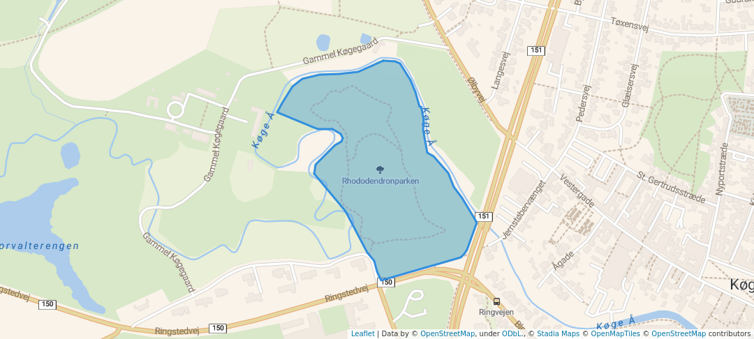 walking in Rhododendronparken map in Køge