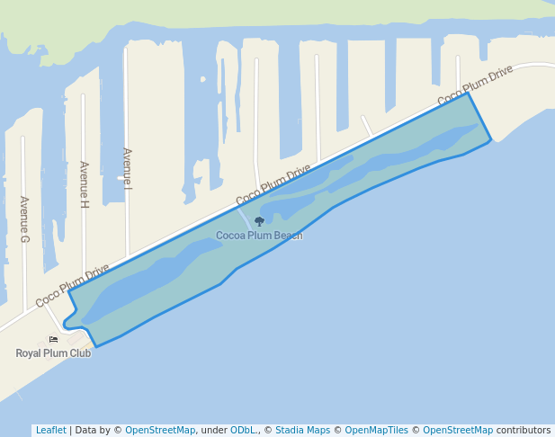 walking in Cocoa Plum Beach map in Marathon