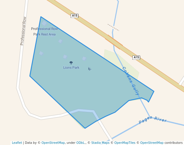 walking in Lions Park map in Murrurundi