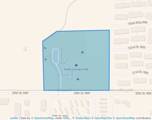 walking in North Country Park map in Bemidji