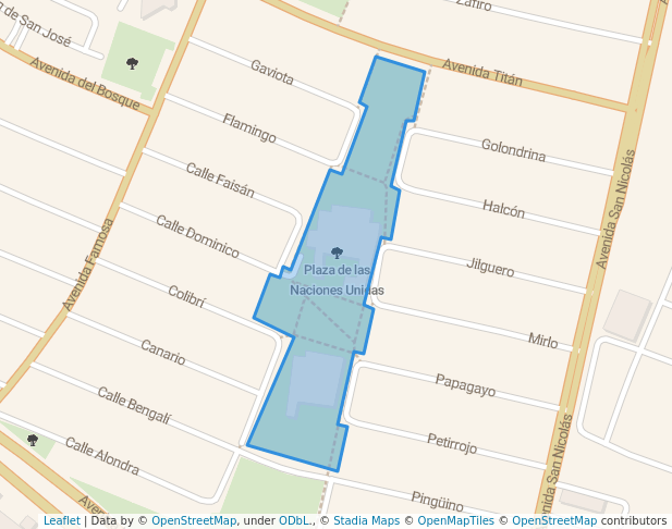 walking in Plaza de las Naciones Unidas map in San Nicolás de los Garza