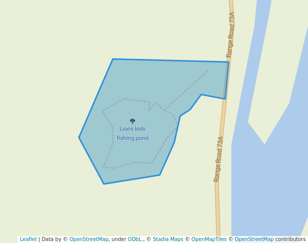 walking in Lions kids fishing pond map in Rocky Mountain House