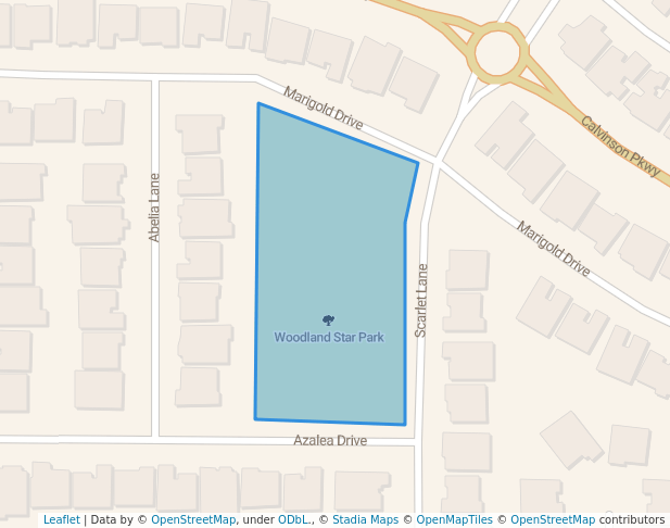 walking in Woodland Star Park map in Patterson