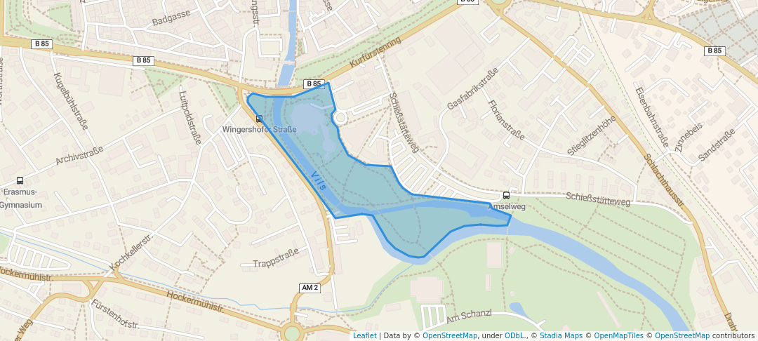 walking in Landesgartenschau-Gelände map in Amberg