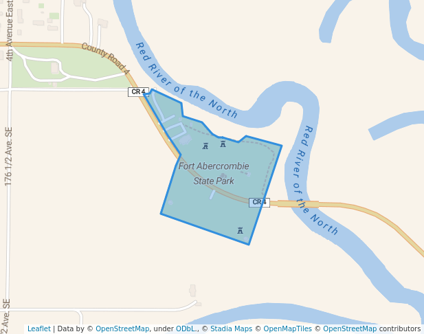 walking in Fort Abercrombie State Park map in Abercrombie