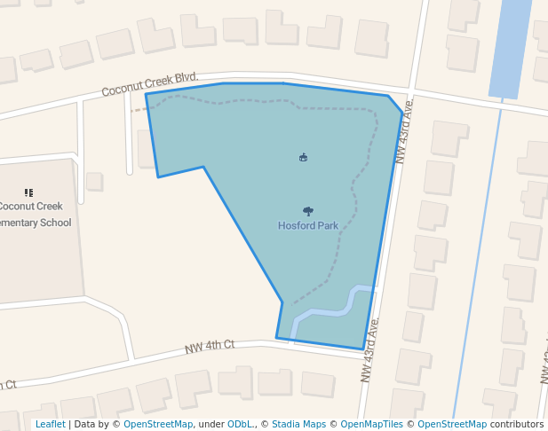 walking in Hosford Park map in Coconut Creek