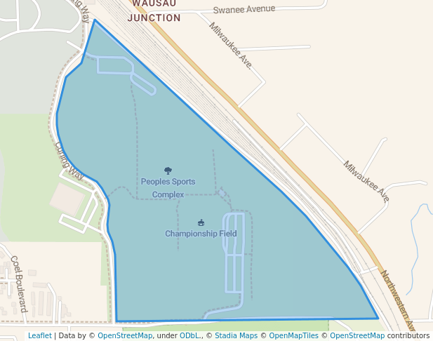 walking in Peoples Sports Complex map in Wausau