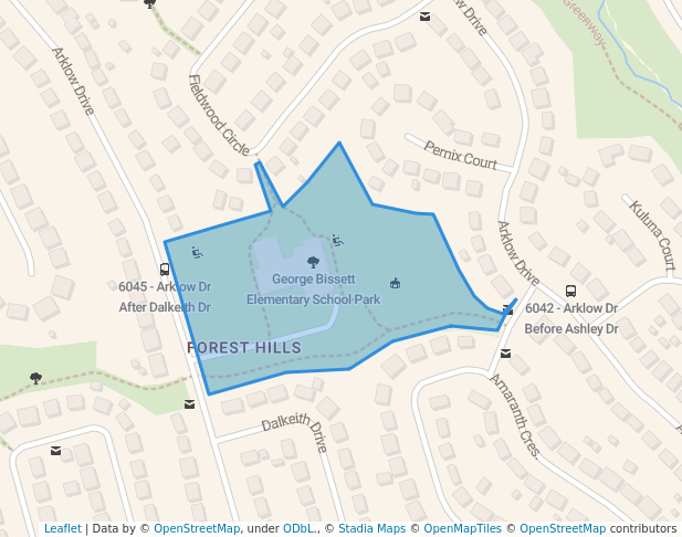 walking in George Bissett Elementary School Park map in Dartmouth