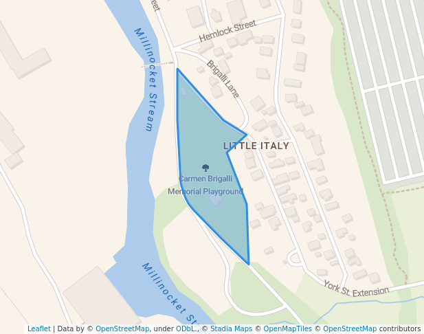 walking in Carmen Brigalli Memorial Playground map in Millinocket