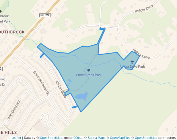 walking in Smelt Brook Park map in Eastern Passage