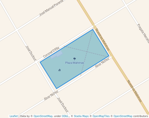 walking in Plaza Malvinas map in Monte Grande