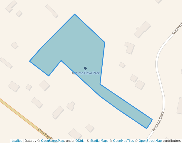 walking in Autumn Drive Park map in Cow Bay