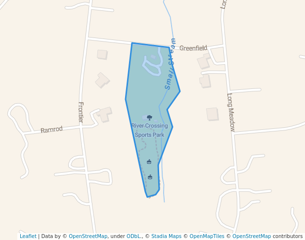 walking in River Crossing Sports Park map in Spring Branch