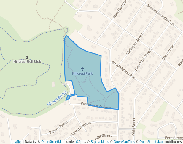 walking in Hillcrest Park map in Millinocket