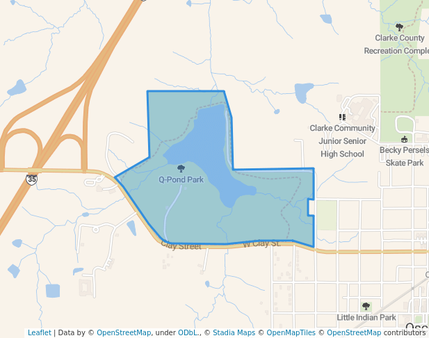 walking in Q-Pond Park map in Osceola