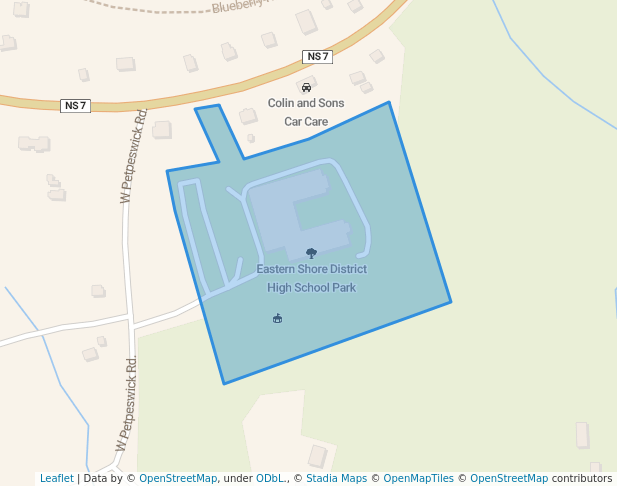 walking in Eastern Shore District High School Park map in Musquodoboit Harbour