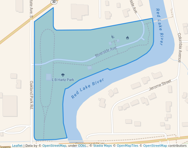 walking in L B Hartz Park map in Thief River Falls