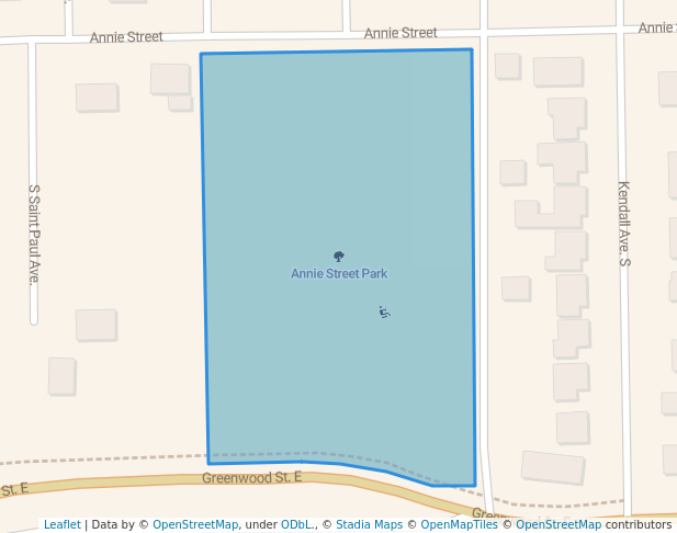 walking in Annie Street Park map in Thief River Falls