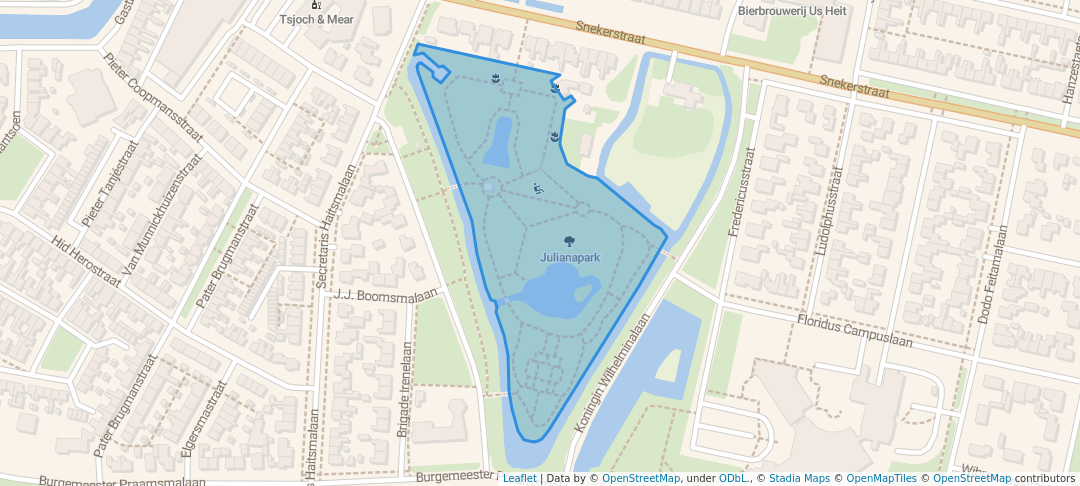 walking in Julianapark map in Bolsward