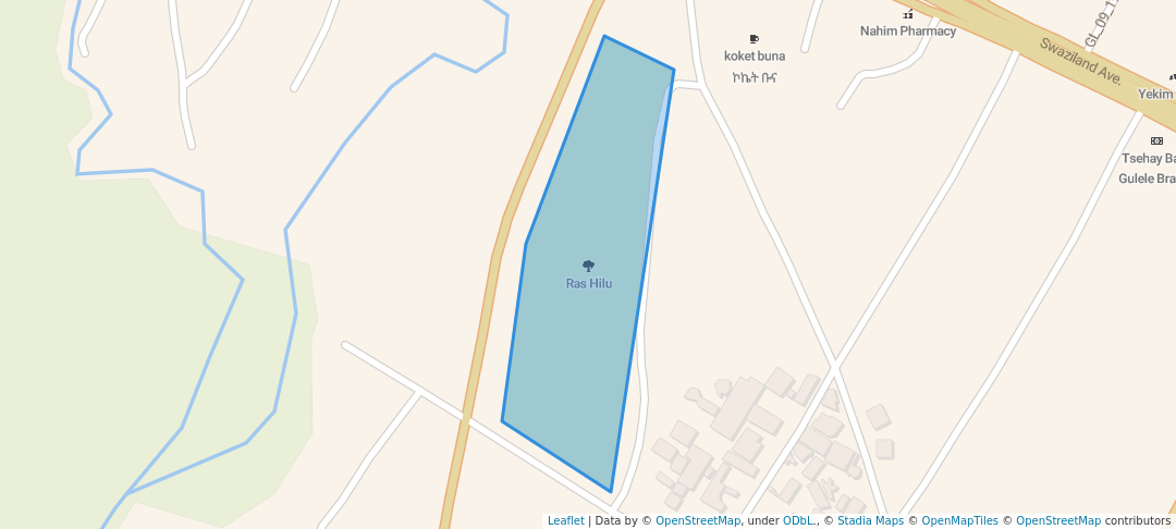 walking in Ras Hilu map in Addis Ababa