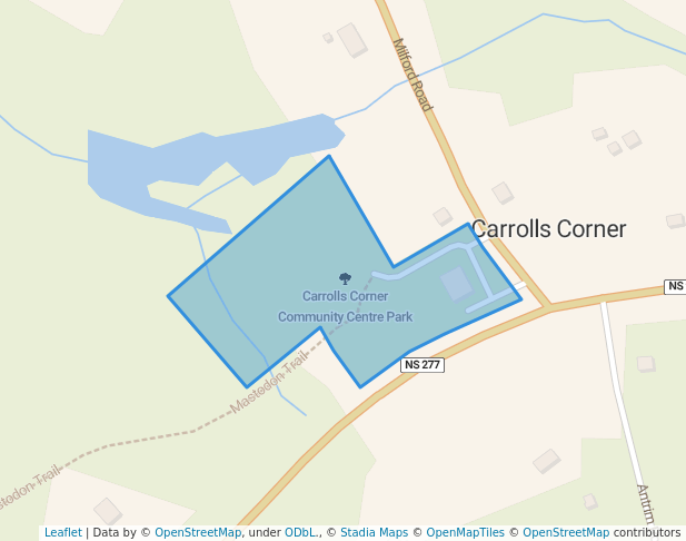 walking in Carrolls Corner Community Centre Park map in Carrolls Corner