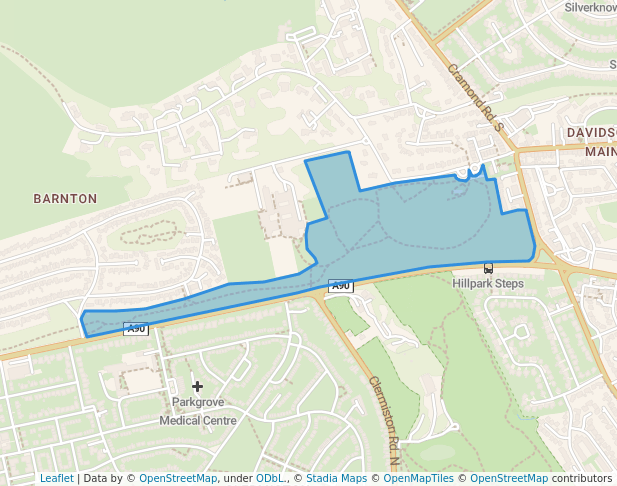 walking in Davidson's Mains Park map in Edinburgh