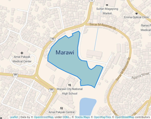 walking in Marawi Central Park map in Marawi City