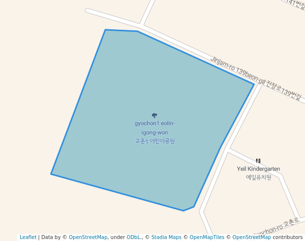 walking in 교촌1 어린이공원 map in Daejeon