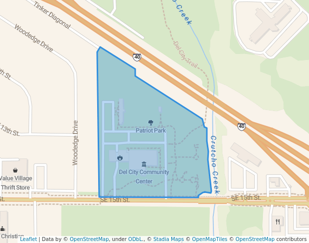 walking in Patriot Park map in Del City