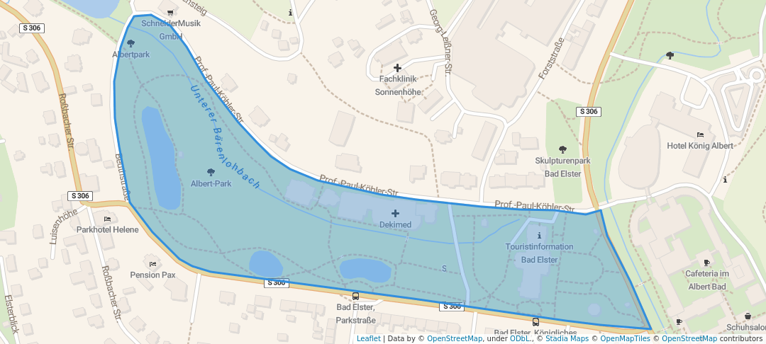 walking in Albert-Park map in Bad Elster