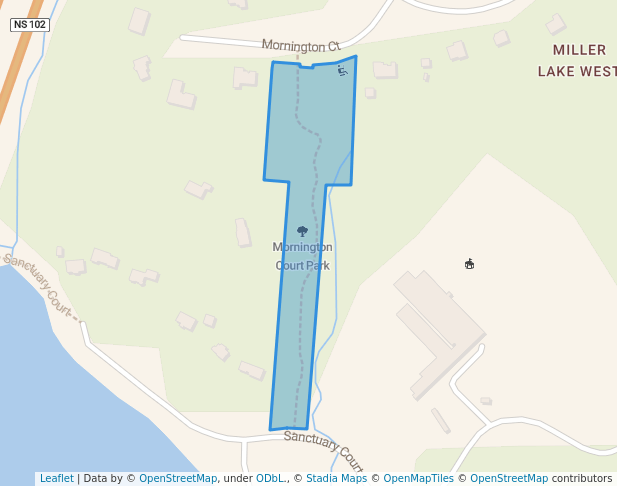 walking in Mornington Court Park map in Fall River