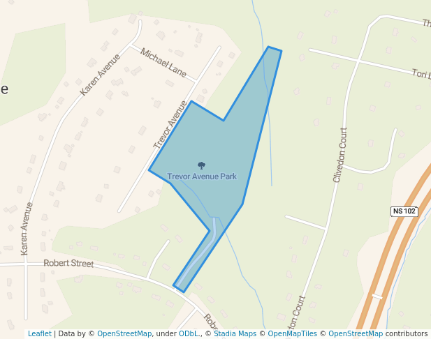 walking in Trevor Avenue Park map in Fall River