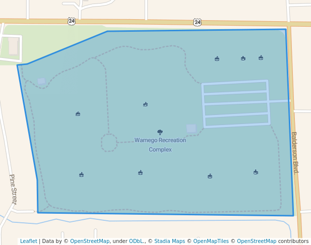 walking in Wamego Recreation Complex map in Wamego