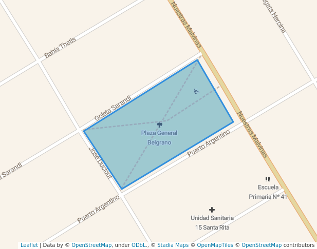 walking in Plaza General Belgrano map in Monte Grande