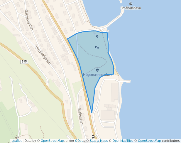 walking in Hagemannsparken map in Holmestrand