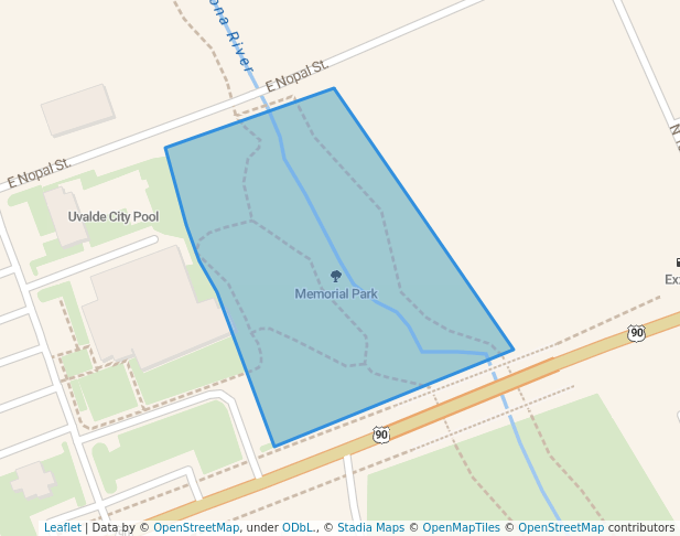 walking in Memorial Park map in Uvalde