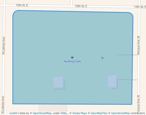 walking in Northrop Park map in Thief River Falls