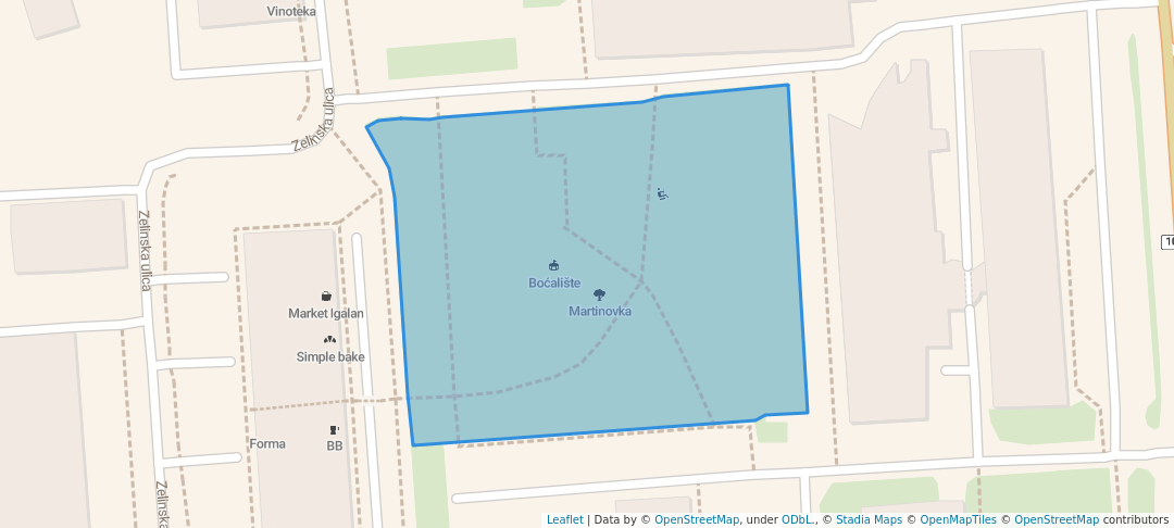 walking in Martinovka map in Zagreb