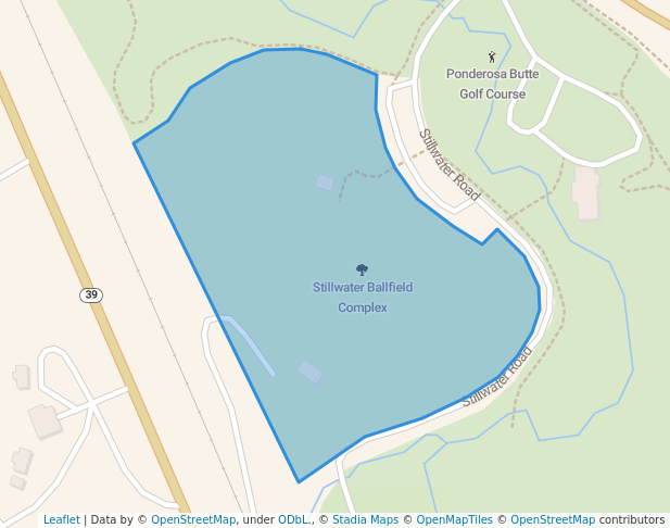 walking in Stillwater Ballfield Complex map in Colstrip