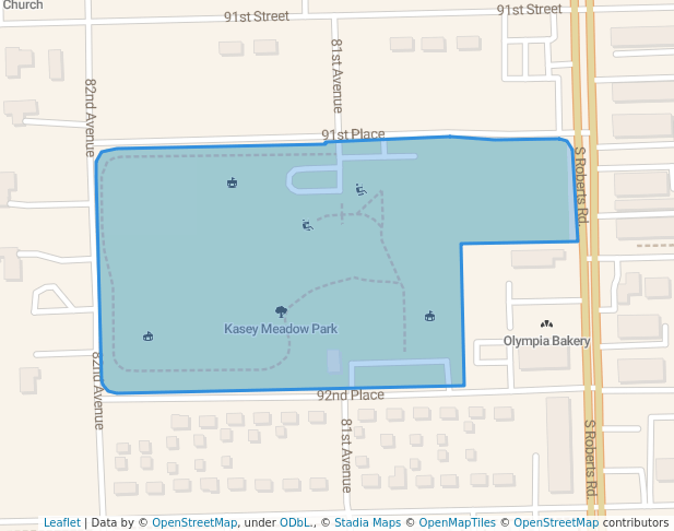 walking in Kasey Meadow Park map in Hickory Hills