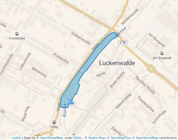 walking in Nuthepark map in Luckenwalde