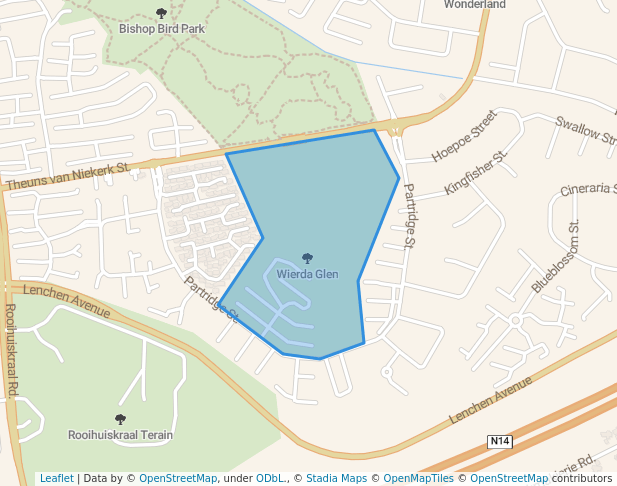 walking in Wierda Glen map in Centurion