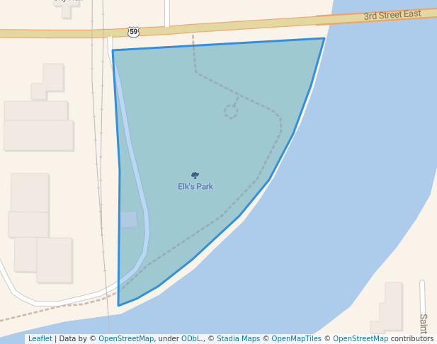 walking in Elk's Park map in Thief River Falls