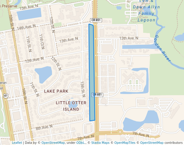 walking in Goodlette Frank Linear Park map in Naples