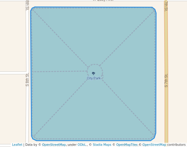 walking in City Park map in Artesia