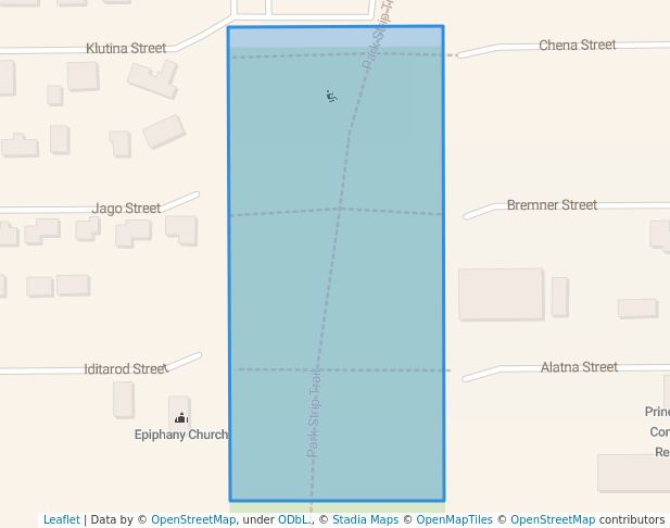 walking in Meyring Park South map in Valdez