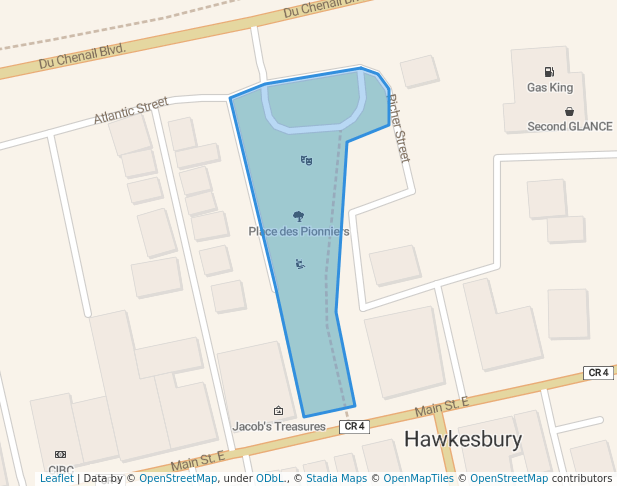 walking in Place des Pionniers map in Hawkesbury