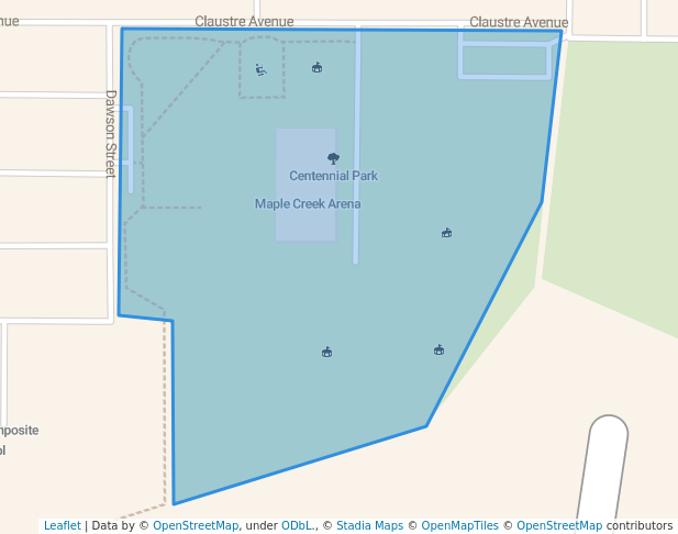 walking in Centennial Park map in Maple Creek