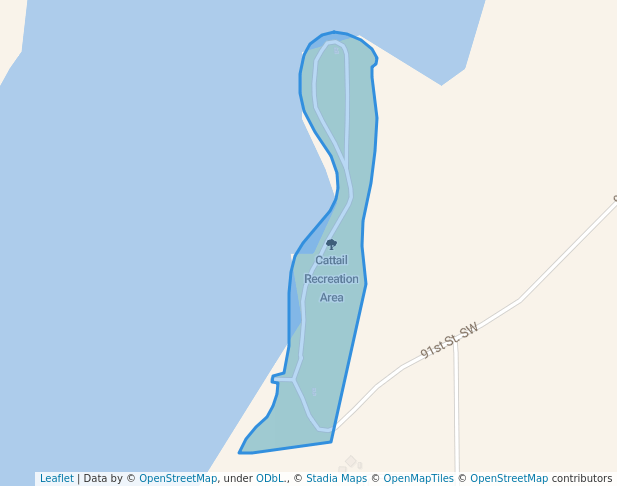 walking in Cattail Recreation Area map in Linton