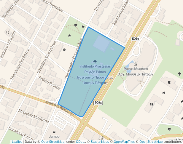 walking in Ινστιτούτο Προστασίας Φυτών Πάτρας map in Patra